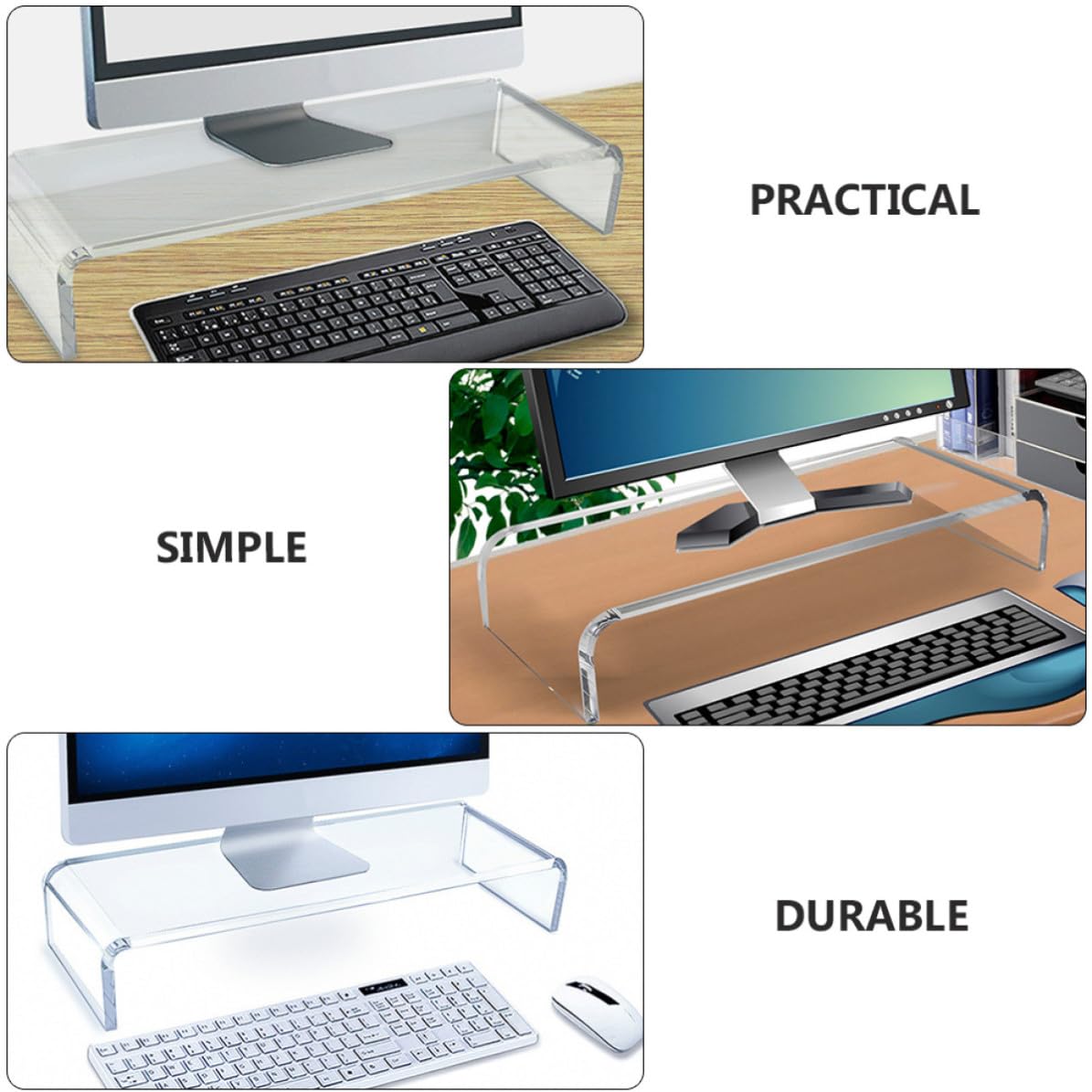 Soporte Elevador Diseño Simple para Monitor de Acrílico Blanco Reduce la Fatiga Ocular Cuello para Oficina y Escuela en Escritorio