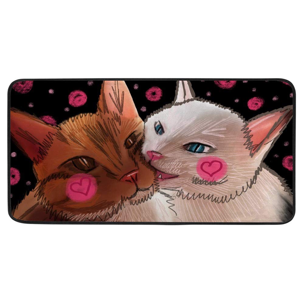 Tapis de cuisine antidérapant lavable paillasson imperméable à l'eau couleur rose 39x20 inch