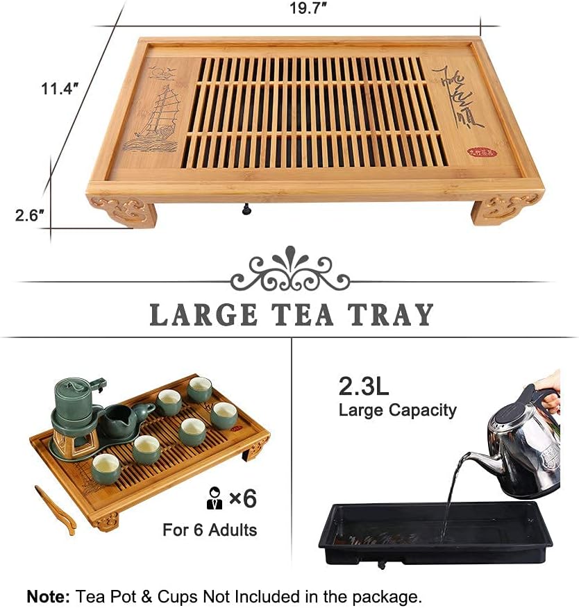 Uр Tо 40% оƒƒ Ufine Bamboo Tea Tray 19.7 inch Large Tea Serving Tray with Water Storage Drainage Chinese Gongfu Tea Table Gift Set Home Office Nеw Dеаl Ufine Bamboo Tea Tray 19.7 inch Large Tea Serving Tray with Water Storage Drainage Chinese Gongfu Tea Table Gift Set Home Office