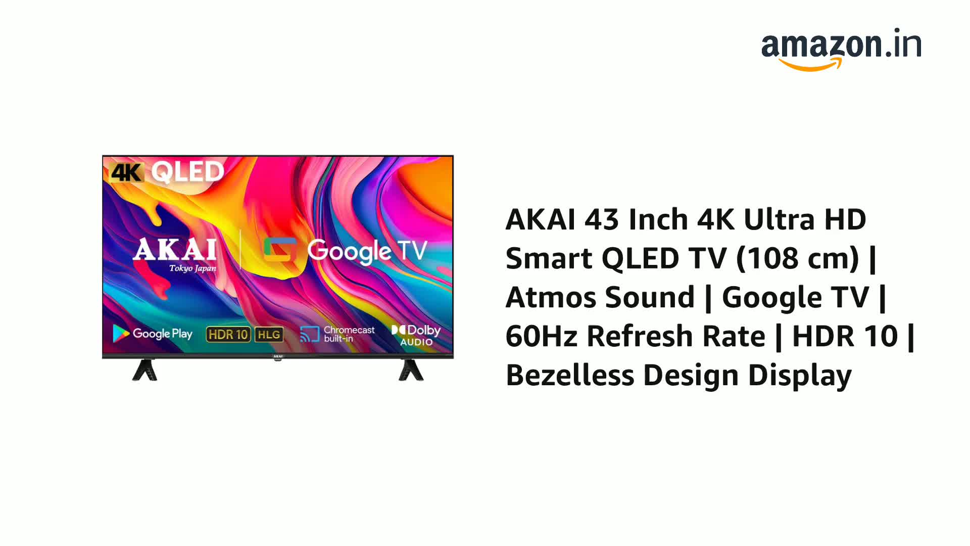 AKAI 43 Inch 4K Ultra HD Smart QLED TV (108 cm) | Atmos Sound