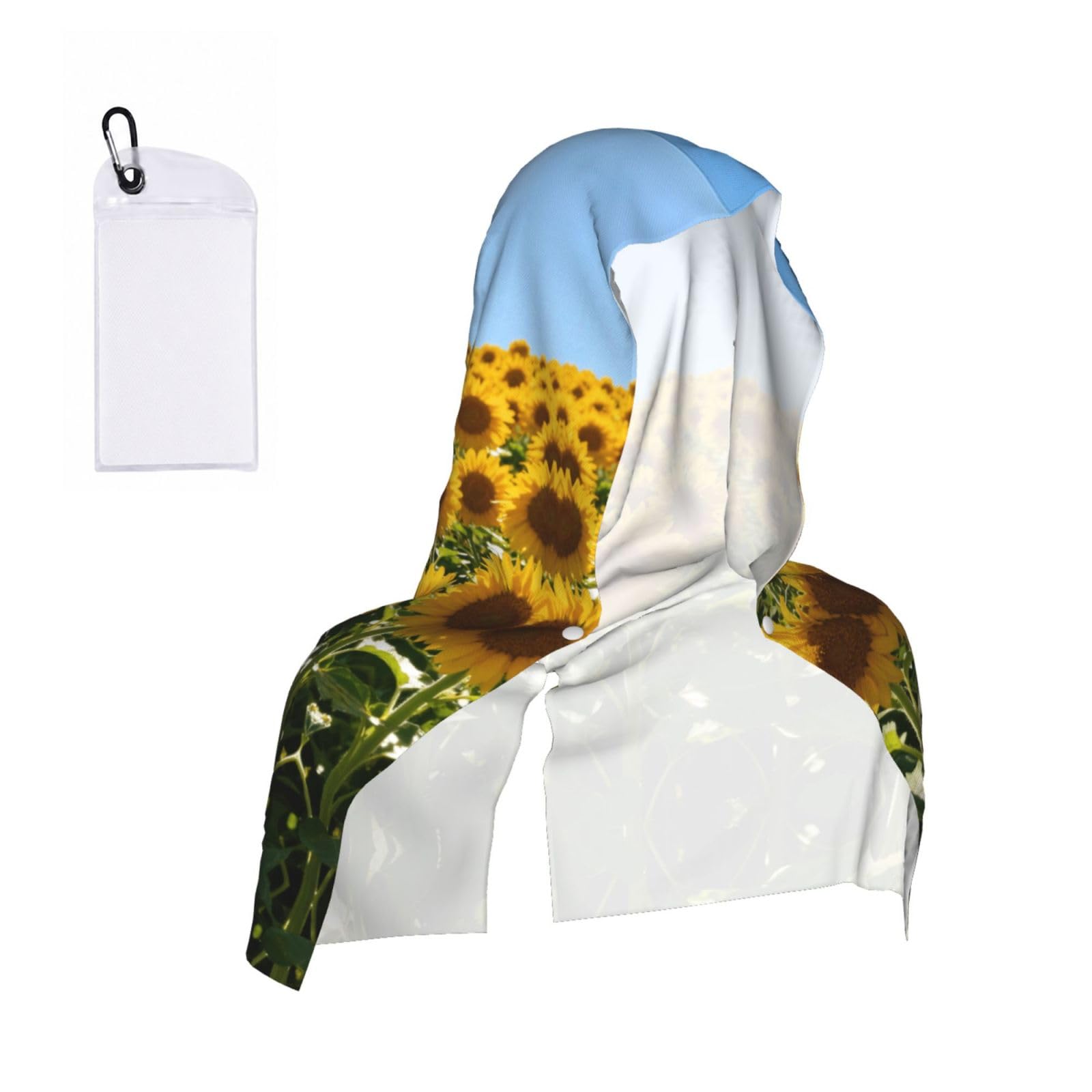 Sunflower Field Cooling Towel Hooded-Instant Chill Neck Cover for Sports, UV Cooling Rag for Running Gym