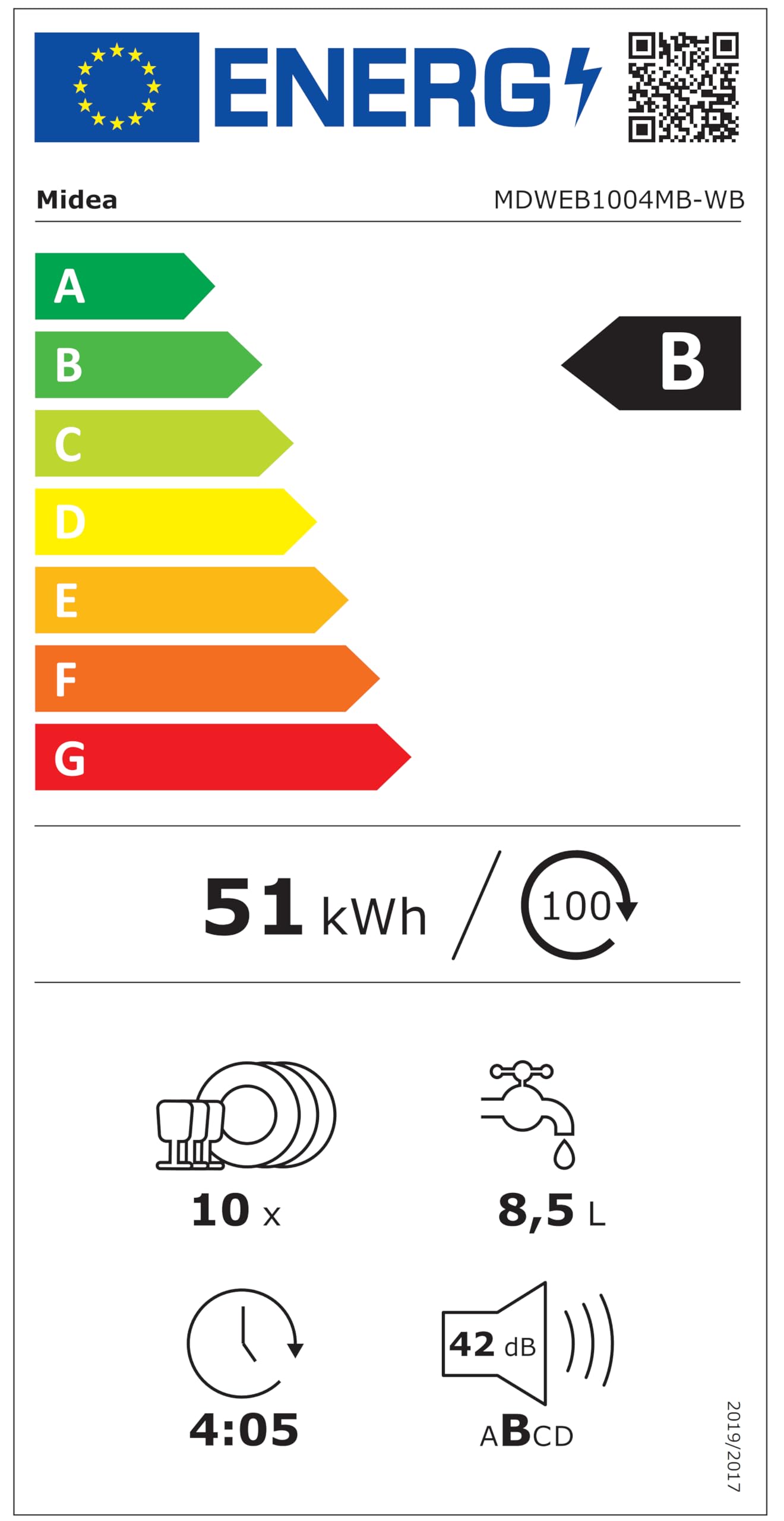 Midea Geschirrspüler 45 cm Vollintegrierbar 10 Maßgedecke B-Klasse Auto Open Ion Dishfresh HygieneCare+ 42dB Spülmaschine Home Connect