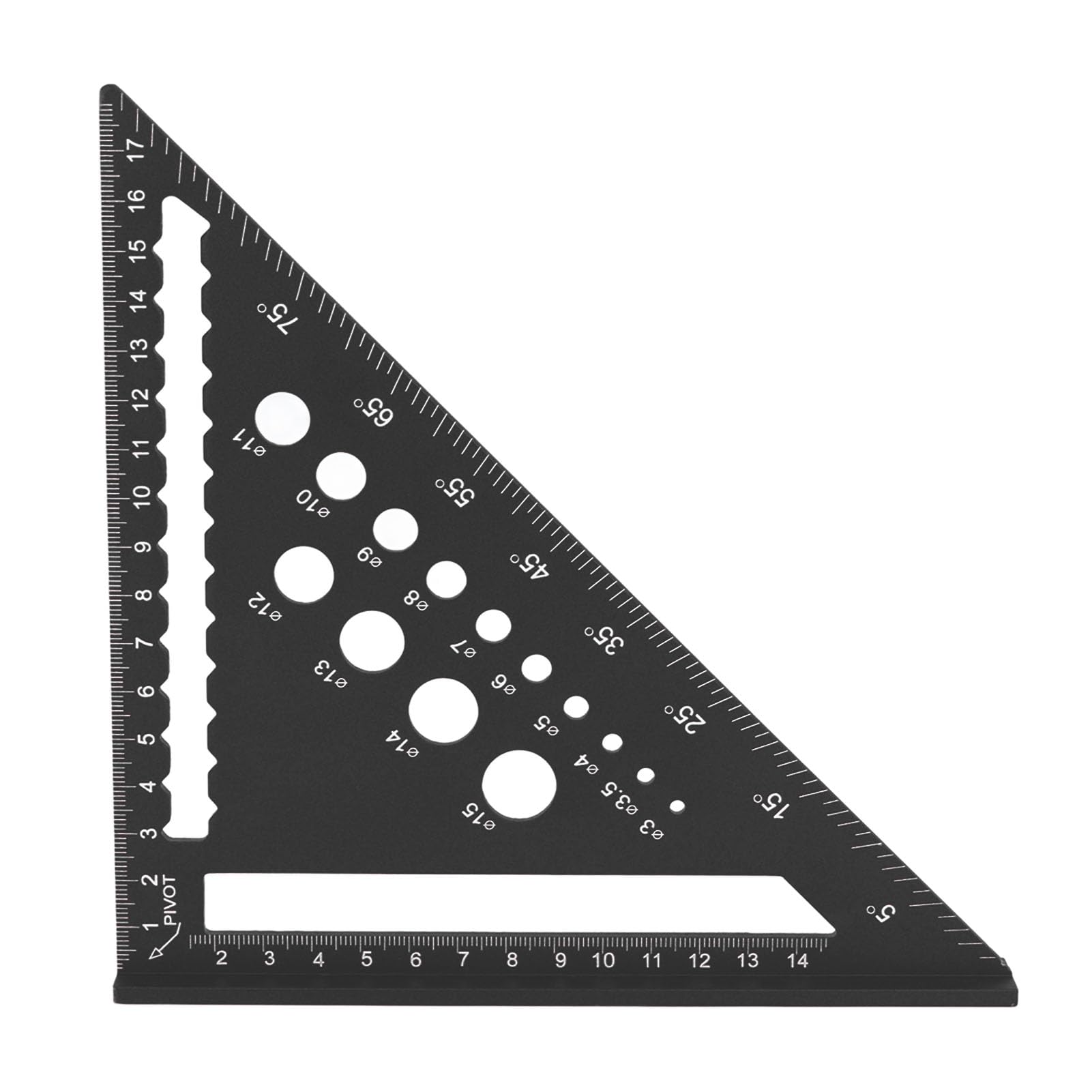 7 Inch Aluminum Rafter Square for Woodworking and Carpentry Multi-Function Layout Tool for Marking Angles and Square Cuts (Black)