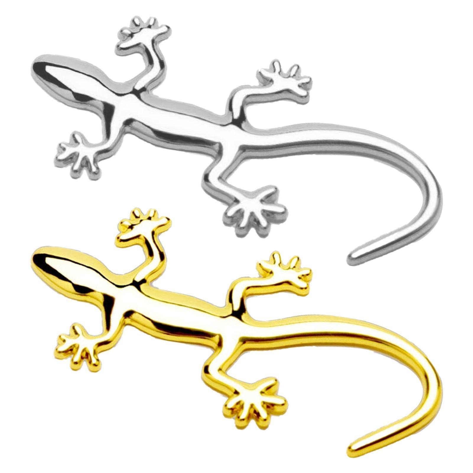 BYCHKA 2 Pcs Gecko Car Sticker 3D for Skoda Fabia II Combi/Kombi (5J Bj 2007-2014), Metal Chrome Badge Anti-Scratch Exterior Tuning Car Decal Decoration