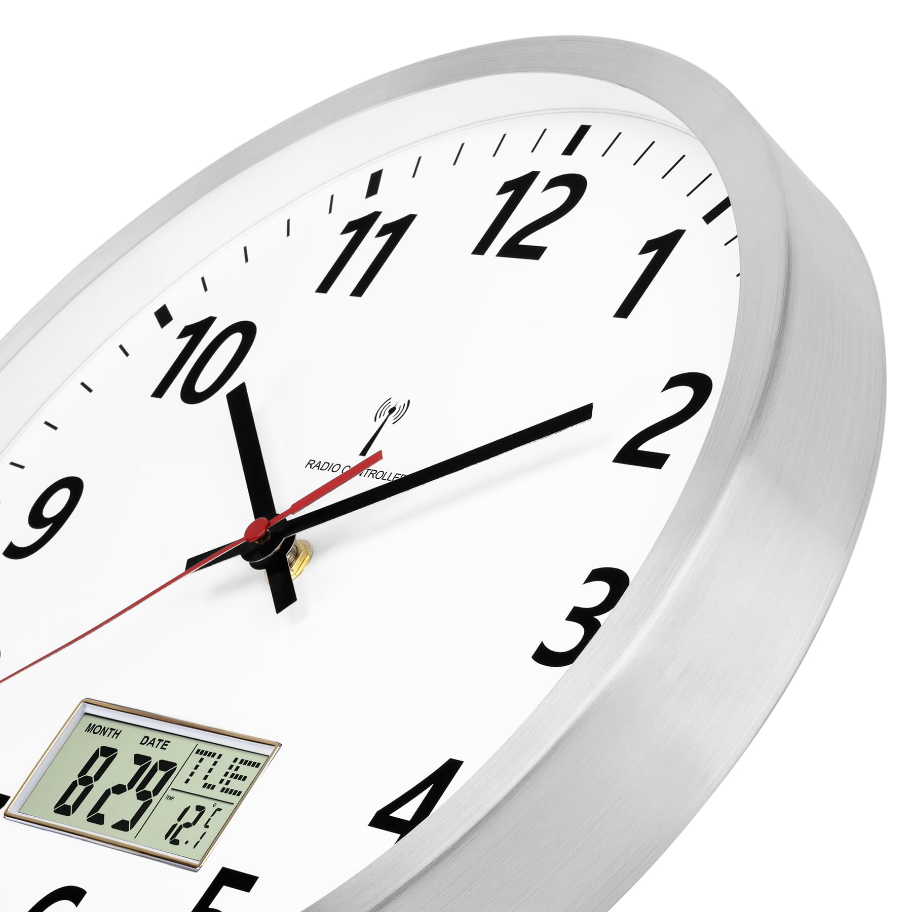 funk wanduhr analog mit digitalanzeige