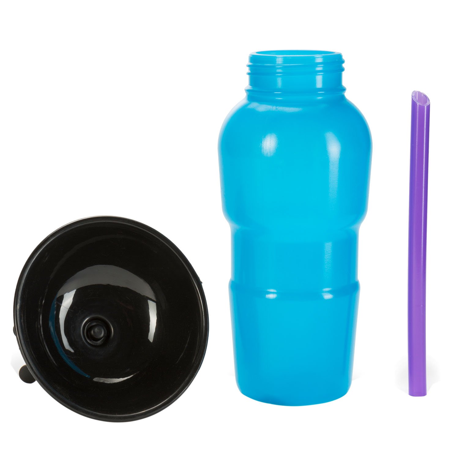 Dog Drinking Bottle with Integrated Drinking Bowl Travel Water Bottle Car Dog Bottle with Water Bowl 600ml (Blue) - Image 4