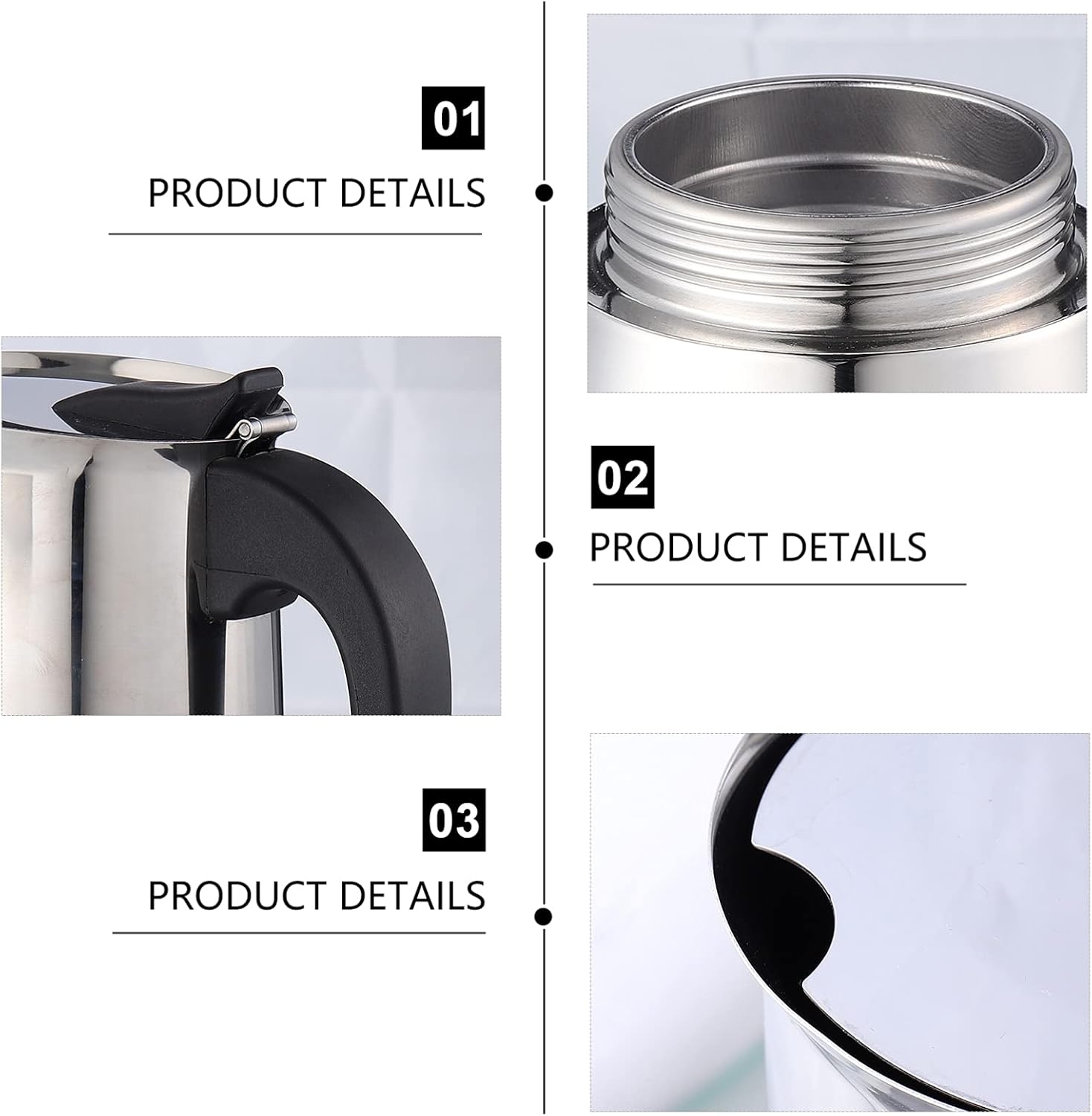 Ciieeo 1pc Stainless Steel Espresso Coffee Pot for People Elegant Silver Handheld Coffee Maker for Home and Outdoor Use Practical Design for