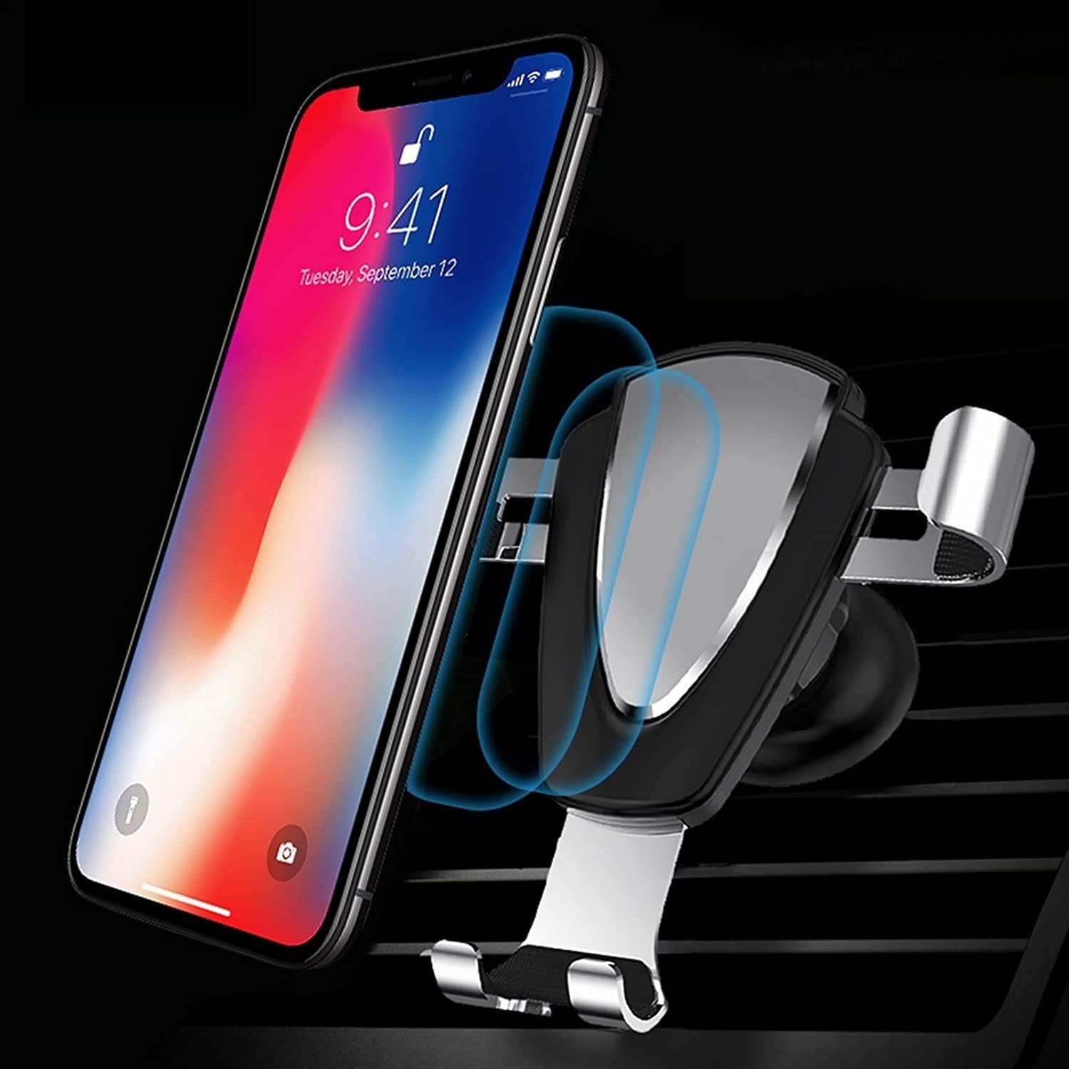 Porta Cellulare Auto, Supporto per telefono cellulare Supporto per telefono a gravità Supporto per telefono cellulare a gravità in metallo per auto con blocco automatico Supporto Auto Universale(Black