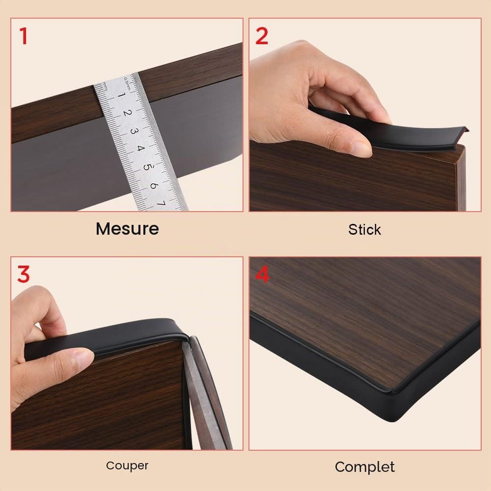 Flintronic Bande de Chant en Forme de U, Coin de Table Protection Bebe Flexible en TPE, Protections Coin de Table pour Bébé avec Colle autocollante pour Tables et Coins de Meubles(5 m x 18 mm, Noir)