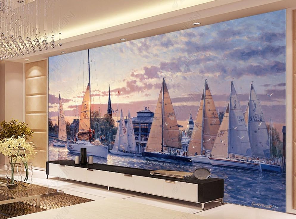 Papier peint intissé paysage port pour agrandir un grand mur blanc
