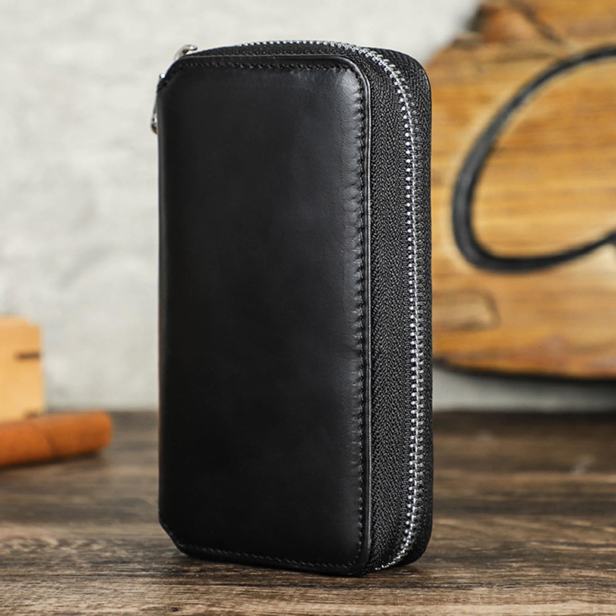 POPETPOP Retro Uhrenetui mit Reißverschluss Wasserdichtes Outdoor Reise uhrenetui für Eleganter Uhren Organizer aus Schwarzem Material Praktischer Uhrenhalter für Sicheren Schutz Unterwegs