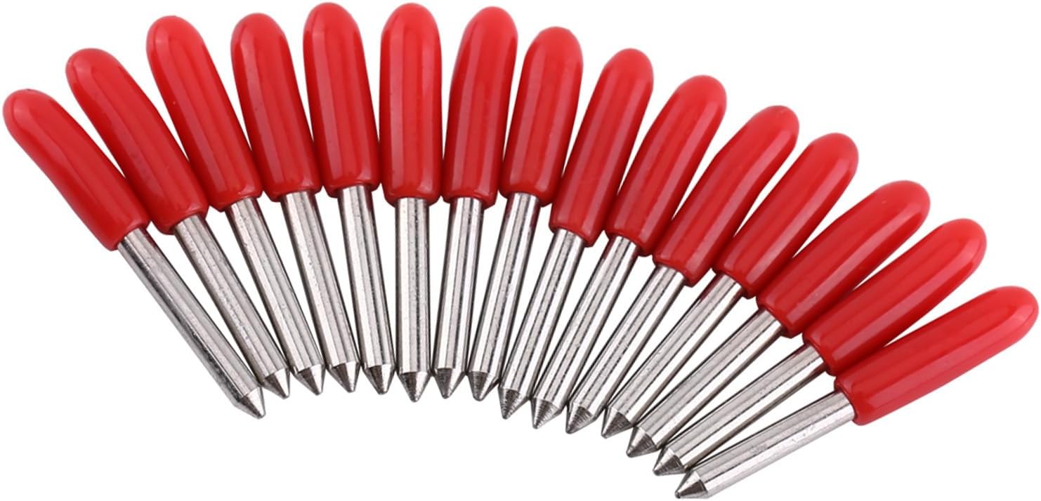 Generic Long Lifespan 15pcs 45 Degree Cutter Blades for Plotter Cutter with Red Cap Cover for Artistic and Commercial Use
