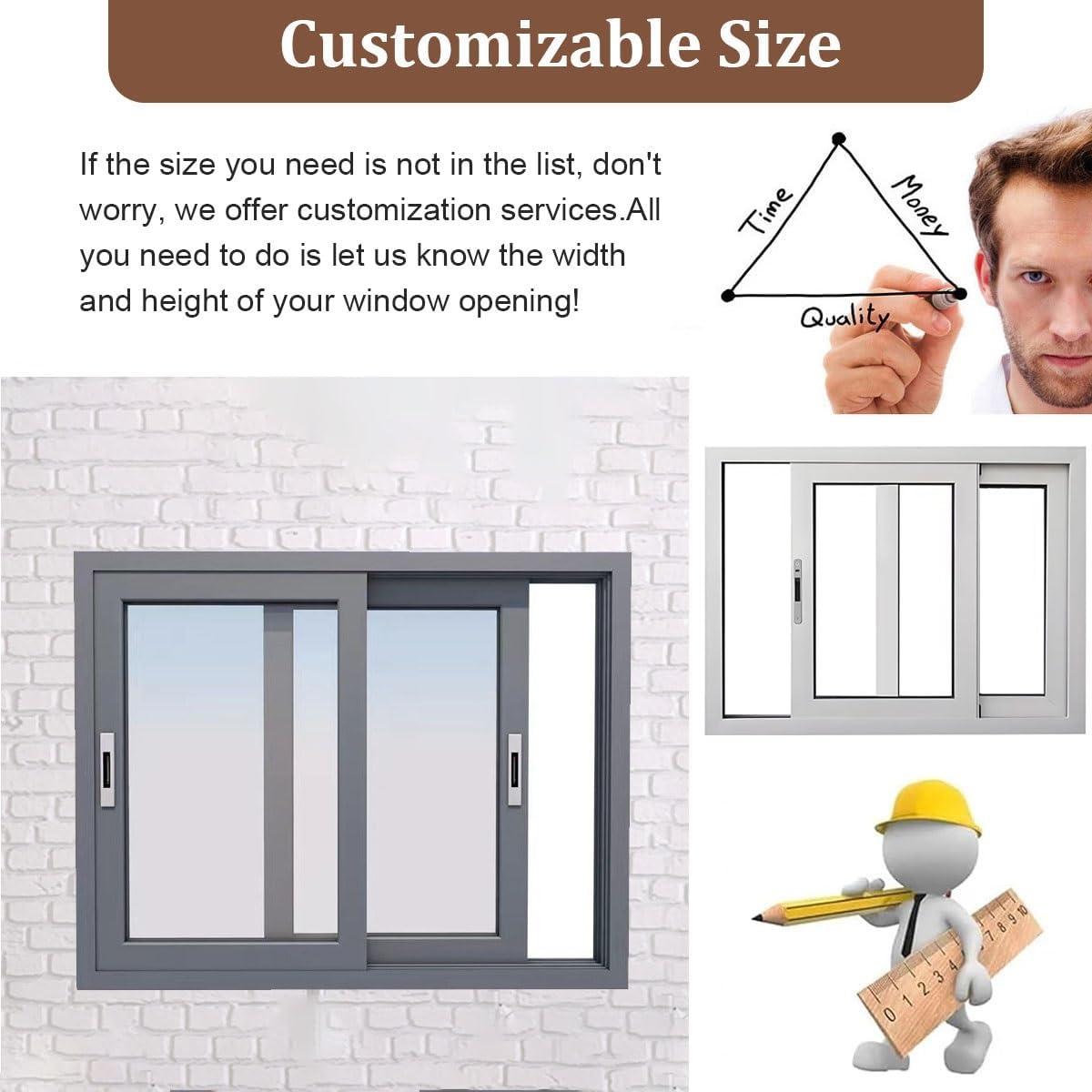 Horizontal Sliding Basement Window – Flush Mount Replacement Slider with Tempered Glass & Screen, Easy-to-Install Basement Window for Horizontal Sliding(Gray,WxH 32x14in/80x35cm)