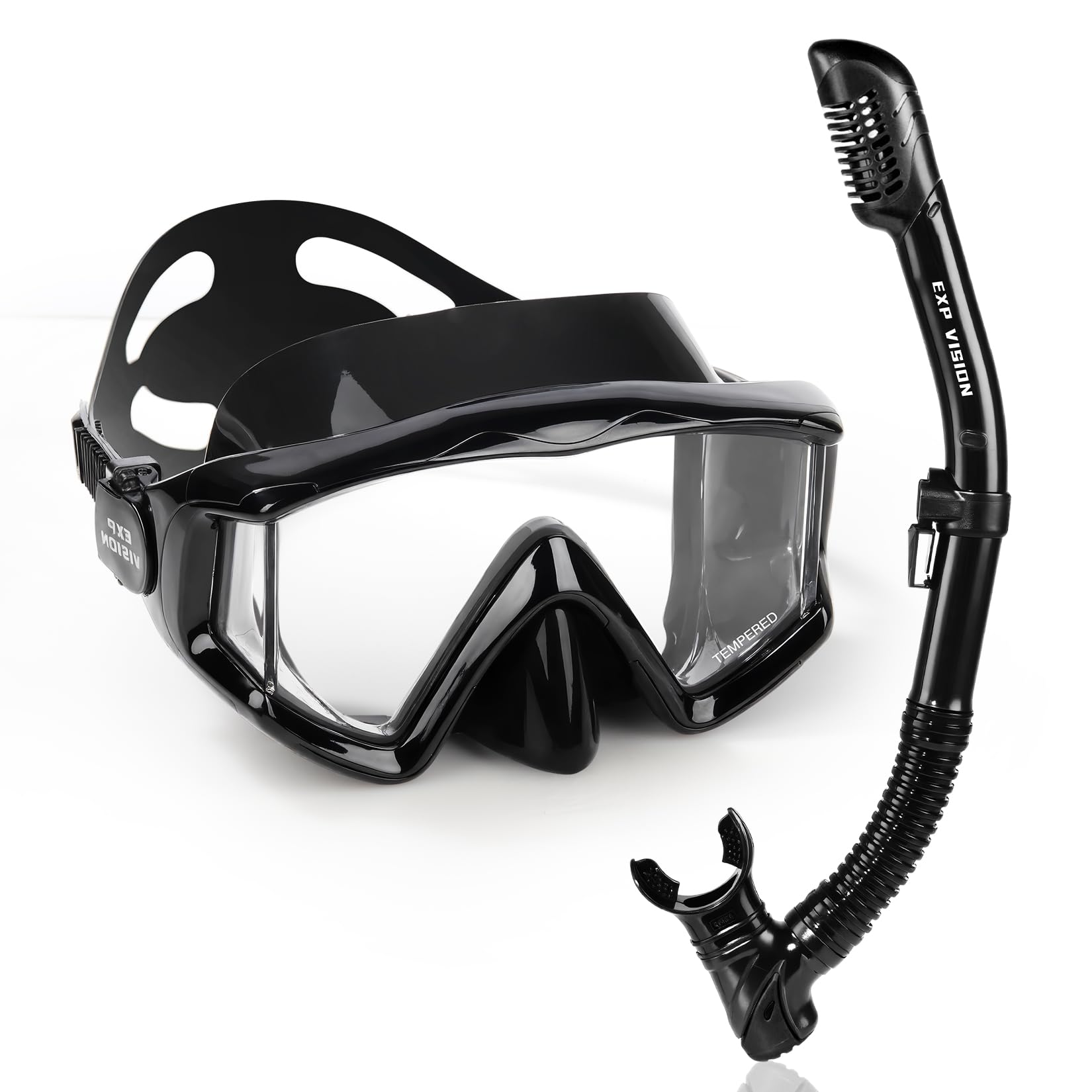 Adult Pano 3 Scuba Diving Mask, Tempered Glass Snorkel Mask Anti-Fog Swim Mask No Leakage Swim Goggles with Nose Cover Snorkeling Gear for Snorkeling, Freediving, Swimming