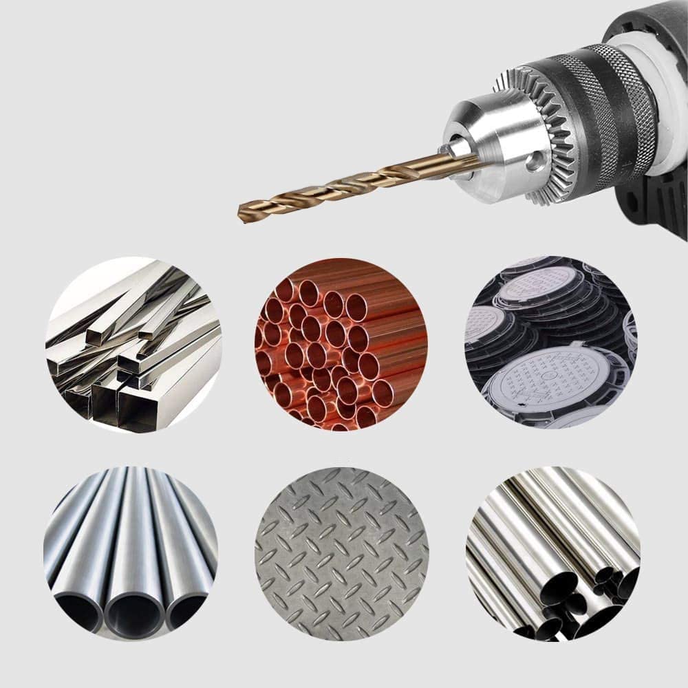 VIDOO Juego de Brocas Cobalto M35 HSS-Co Helicoidales con Caja Metal para Acero Inoxidable Madera-19Piezas