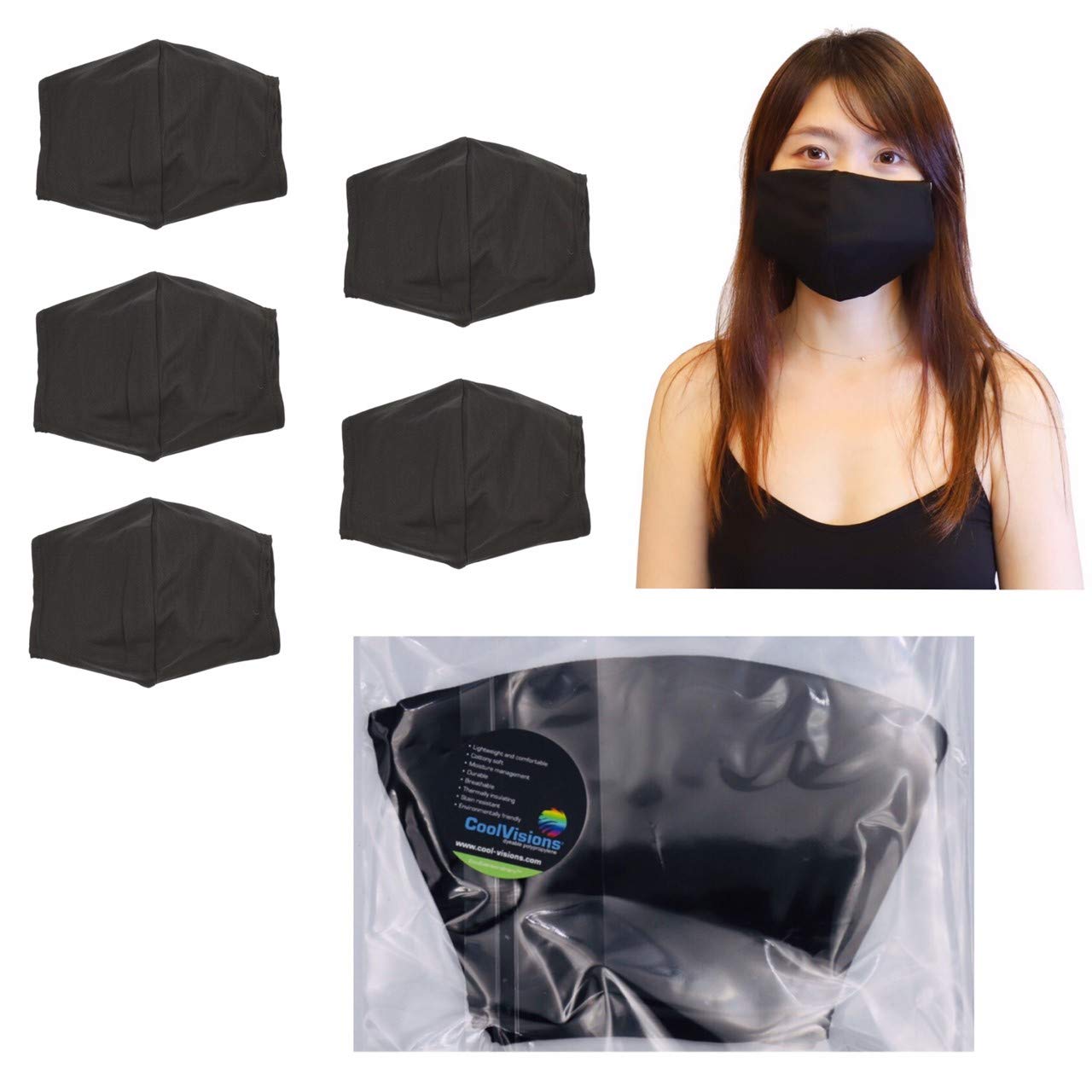 5 Pack Anti Dust Mask Cover, Made In Taiwan, Washable, Reusable Polypropylene fibers