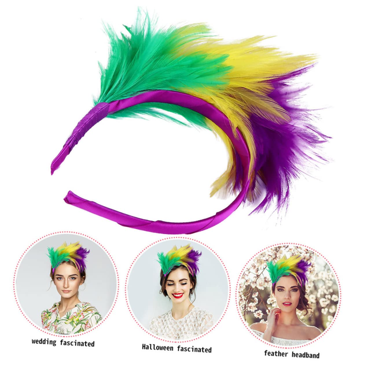 minkissy 2 Sztuk Z Pałąkiem Głowę Accesorios Para Mujer Prom Tiara Akcesoria Dla Nowożeńców Pierzasty Chluba Szalony Opaski Głowę W Stylu Vintage Opaska Do Włosów Zapięcie Do