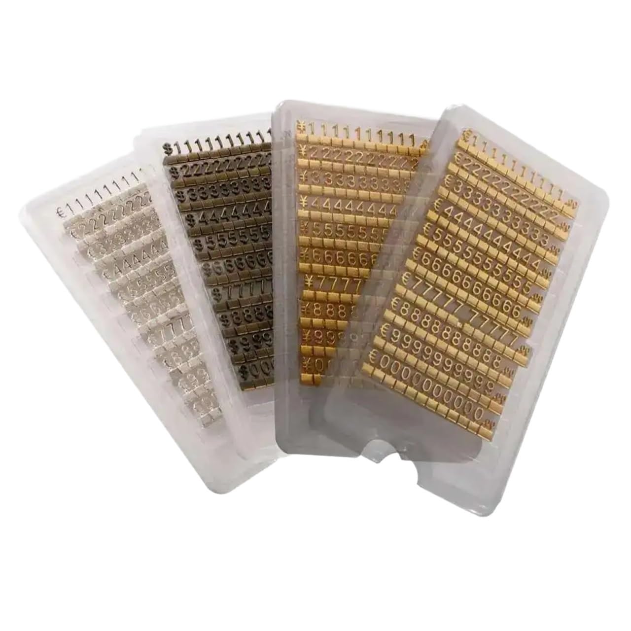1box Metallic Price Cube Refills Assembly Jewelry Combined Tag 3D Numeral Blocks Watch Eyeglasses Showcase Display Digit Sign(Bronze EUR)