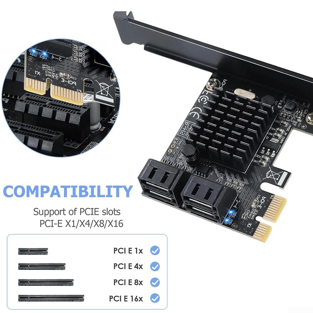 Pour pcie x1 pour carte contrôleur SATA 3.0 4 ports 6 Gbps pour