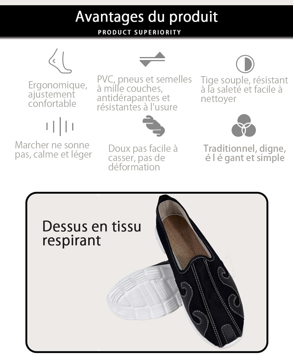 Chaussures Chinoise Tai Chi Kung Fu Arts Martiaux Shaolin Qi Gong Wing Chun