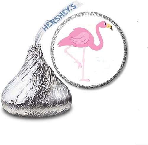 JS&B Enterprises 216 etiquetas de flamenco rosa Luau para caramelos Hershey's Kisses - Recuerdos de fiesta