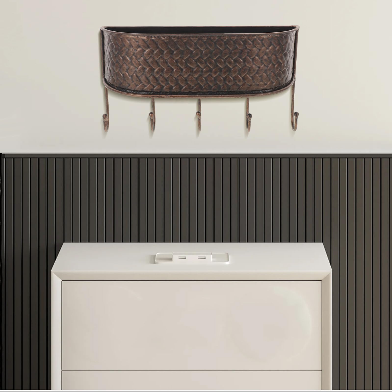SHINEOFI Briefablage für Wand aus Schmiedeeisen mit Schlüsselhaken Vintage-wandbriefkästen für Briefe und Schlüssel Wandhaken für Garage oder Zuhause