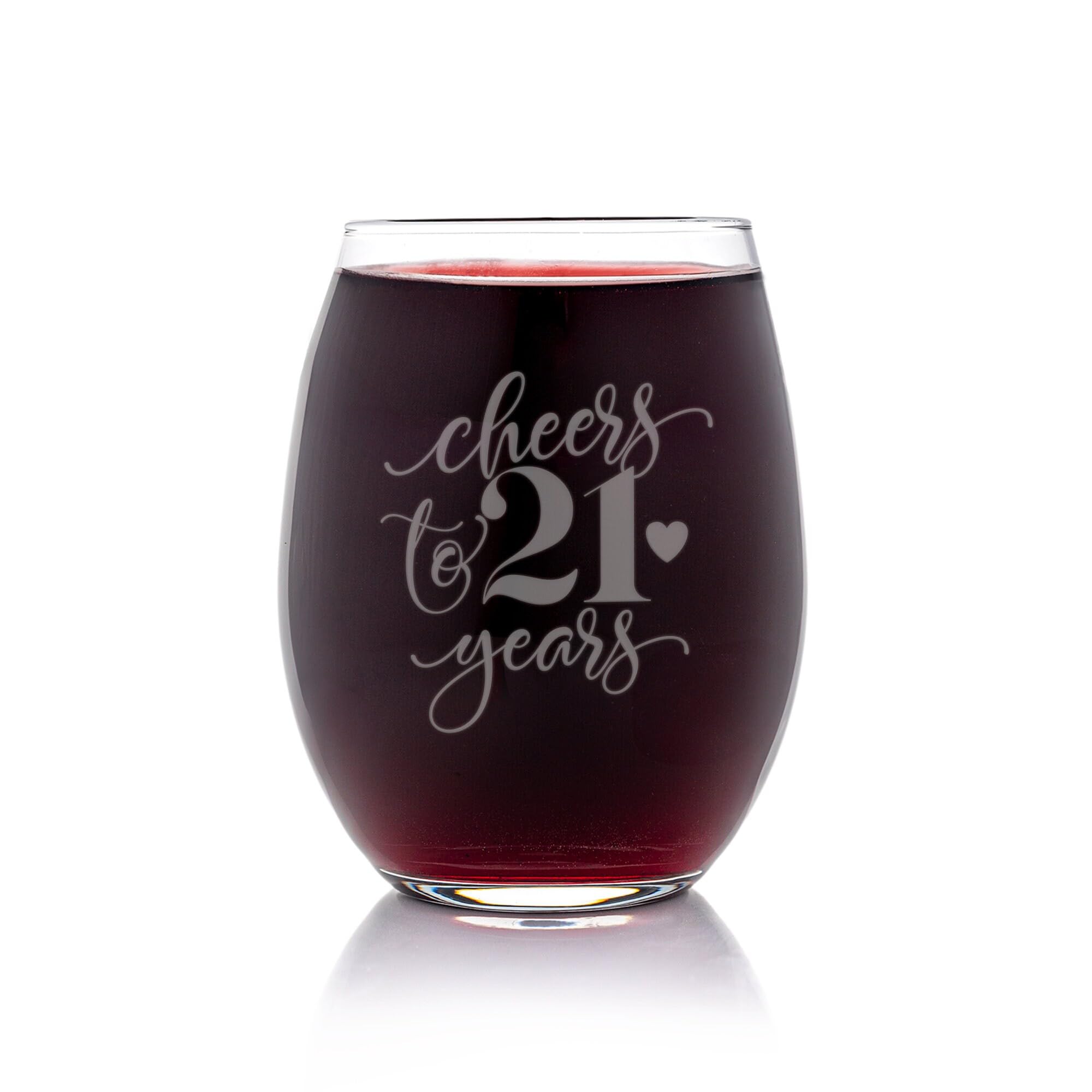 Amazon.com | Cheers 21 Years Stemless Wine Glass - 21st Birthday Gift, Gift  for Her and Women - 1 Glass: Wine Glasses
