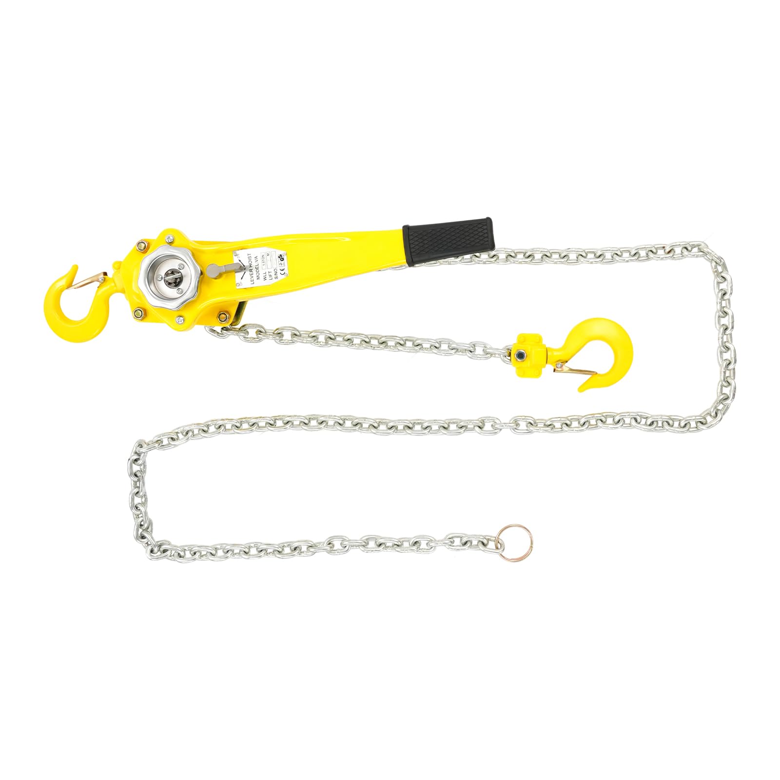 Paranco a cricchetto da 1,5 tonnellate con altezza di sollevamento di 3 m e gancio girevole a 360°, in acciaio legato con leva, paranco a catena manuale portatile, per uso industriale e domestico