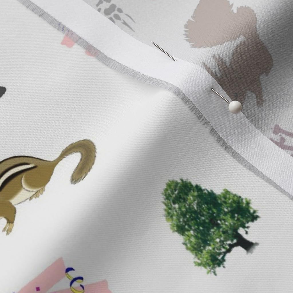Spoonflower Fabric - Squirrel Party Animal Rodent Acorn Nature Printed on Organic Cotton Sateen Fabric by The Yard - Sewing Quilting Apparel Home Decor