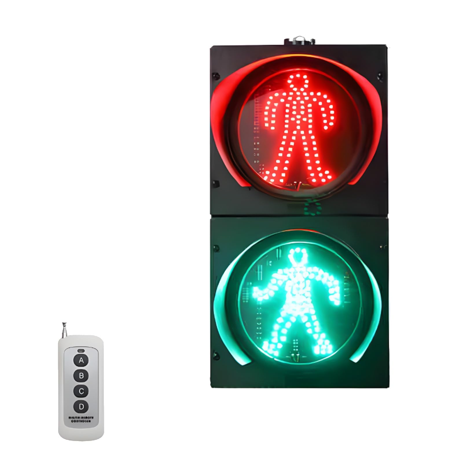 Semáforo LED con control remoto y figuras de peatón para regulación vial