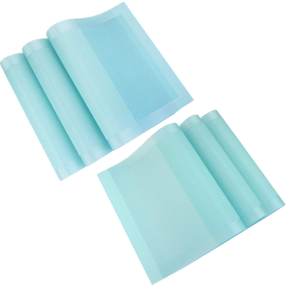 PIGCHCY Manteles individuales de plástico antideslizantes, fáciles de limpiar, manteles individuales de vinilo tejido para mesa de comedor, 45,7 x 30,5 cm, lavables, juego de 6 unidades (turquesa)