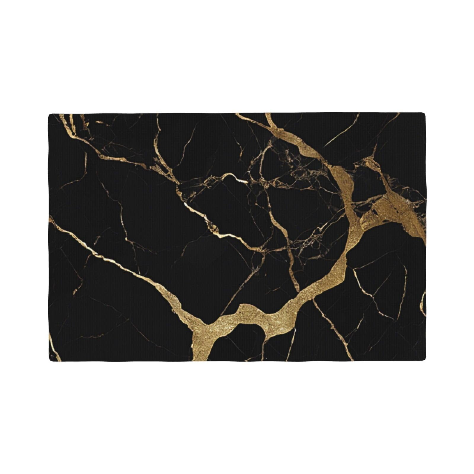 Lhfiohirg Six Piece (Black Gold Marble) Set Of 6 Heat Resistant Placemats Non-Slip Faux Linen Dining Table Mats Reusable Table Decor For Kitchen Home Party