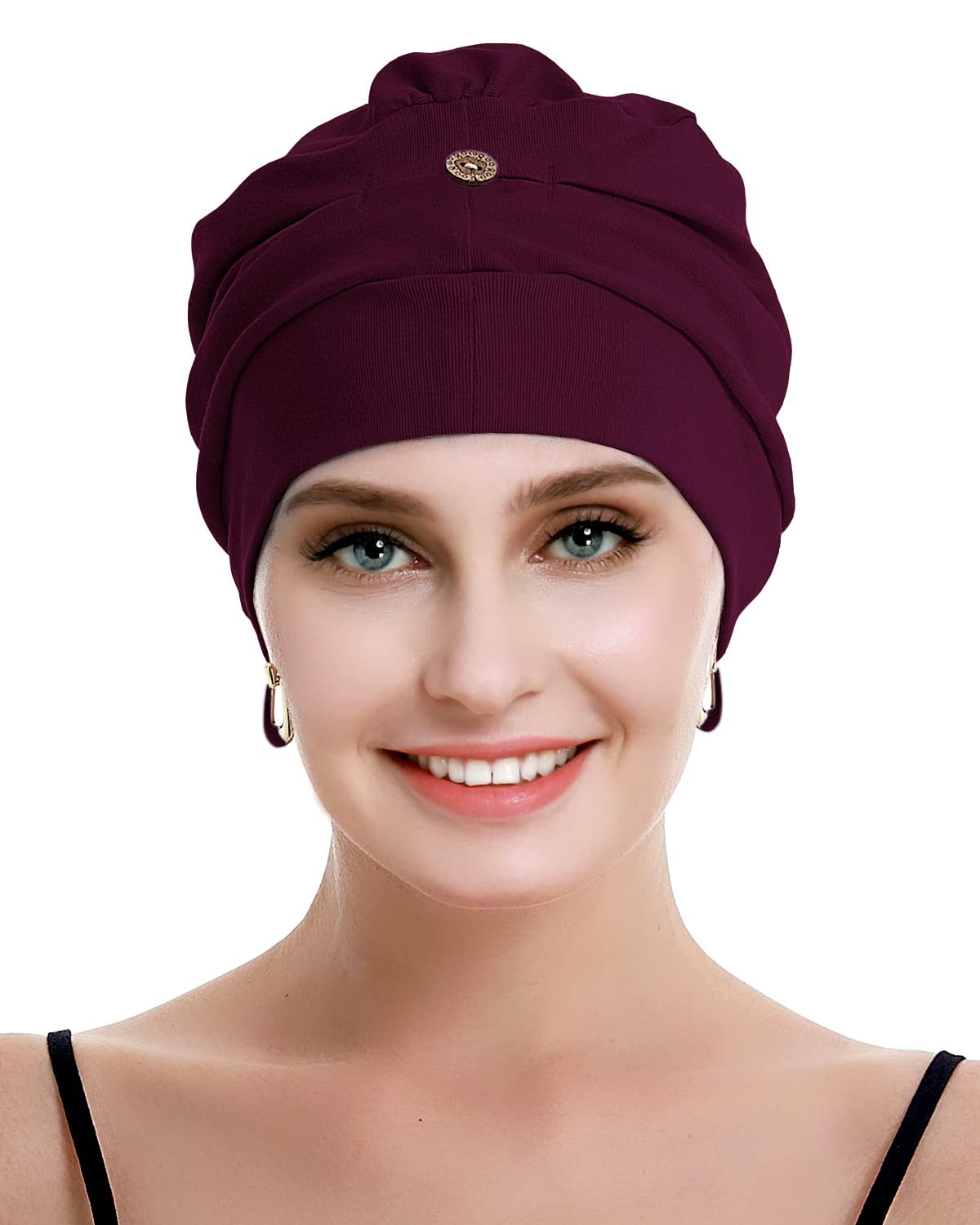 osvyo Bamboo Chemo Turbans for Women Cancer Hairloss hat - Cotton Lightweight Headwear Sealed Packaging Wine