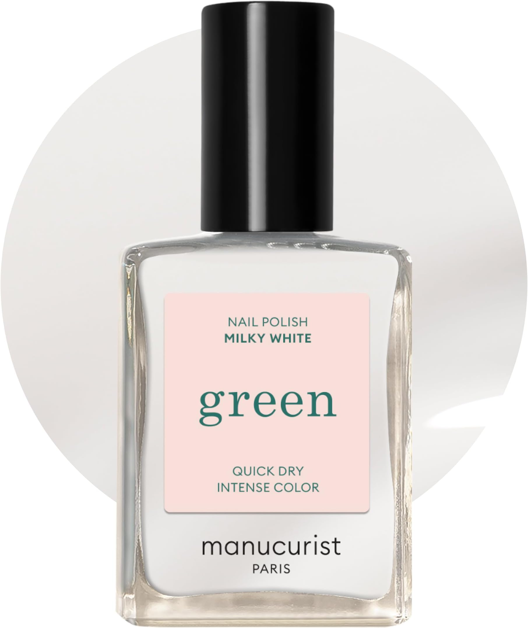 Green Quick Dry Nail Polish Milky White - Sheer White Nail Polish - 9-Free, Plant-Based and Vegan - Non Toxic - Natural Classic - Nails Care - Manicure - Made in France - 0.5 fl oz