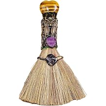 Natural Crystal Witch Altar Broom Mini Witch Broom Small Wicca Ritual Handmade Broomstick for Home Car Halloween Decoration