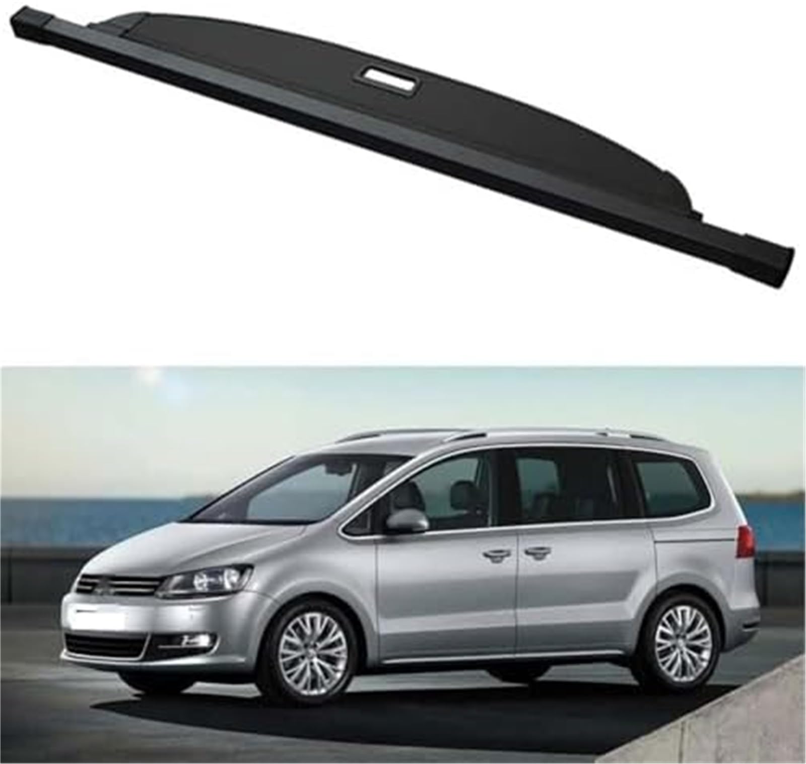 fhjwqronte Cargo Area Storage Rack Car Retractable Rear Trunk Parcel Shelf, for Vw, for Sharan 2012-2021 Luggage Shade Shield Cargo Security Cover Curtainaccessories