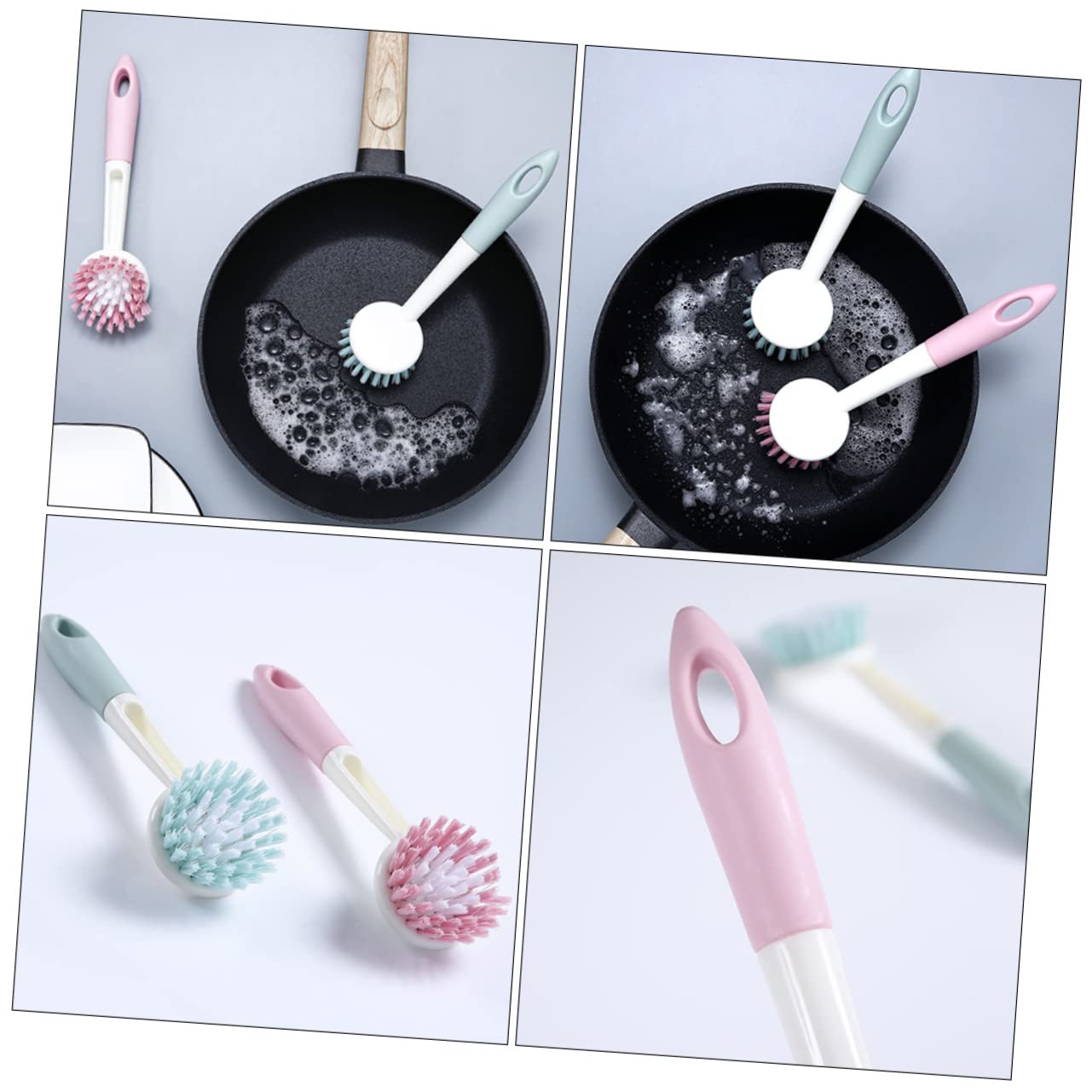 Healeved 8piezas Cepillo De Cocina Mango Larga Limpieza De Fregaderos y Utensilios para Otras Superficies Color Aleatorio