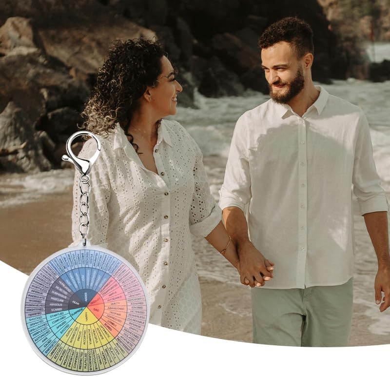 Feelings Wheel Double Sided Keychain for Women Men Christmas Valentines gifts for Couple Boyfriend Therapist Keychain image 3