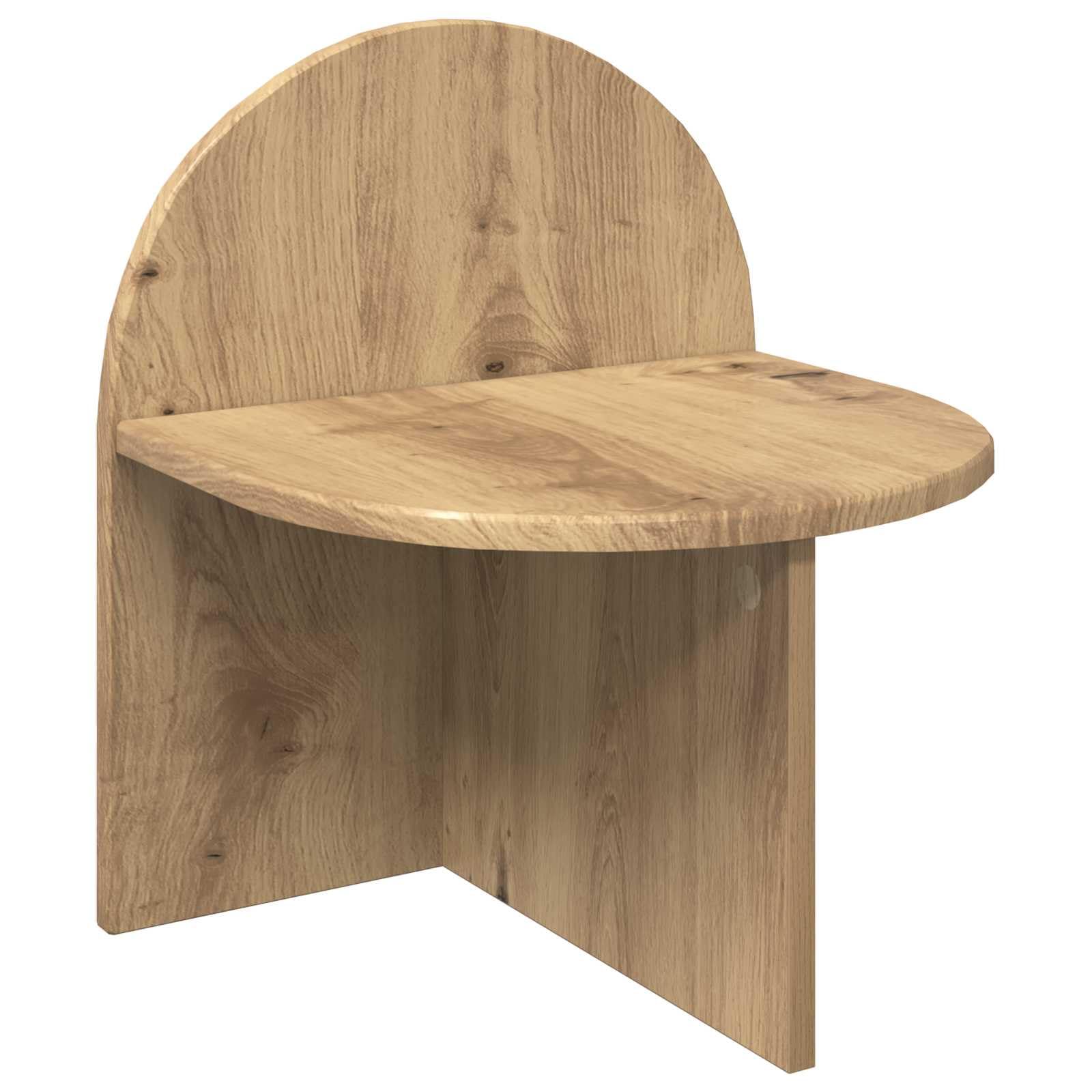 Comodino 2 pcs Rovere Artigianale 40 x 35, 5 x 45, 5 cm, Tavolino da Notte Moderno con Piano Rotondo, Comodino Sospeso o a Terra, Mobiletto Letto Compatto per Camera da Letto, Arredo Legno Caldo