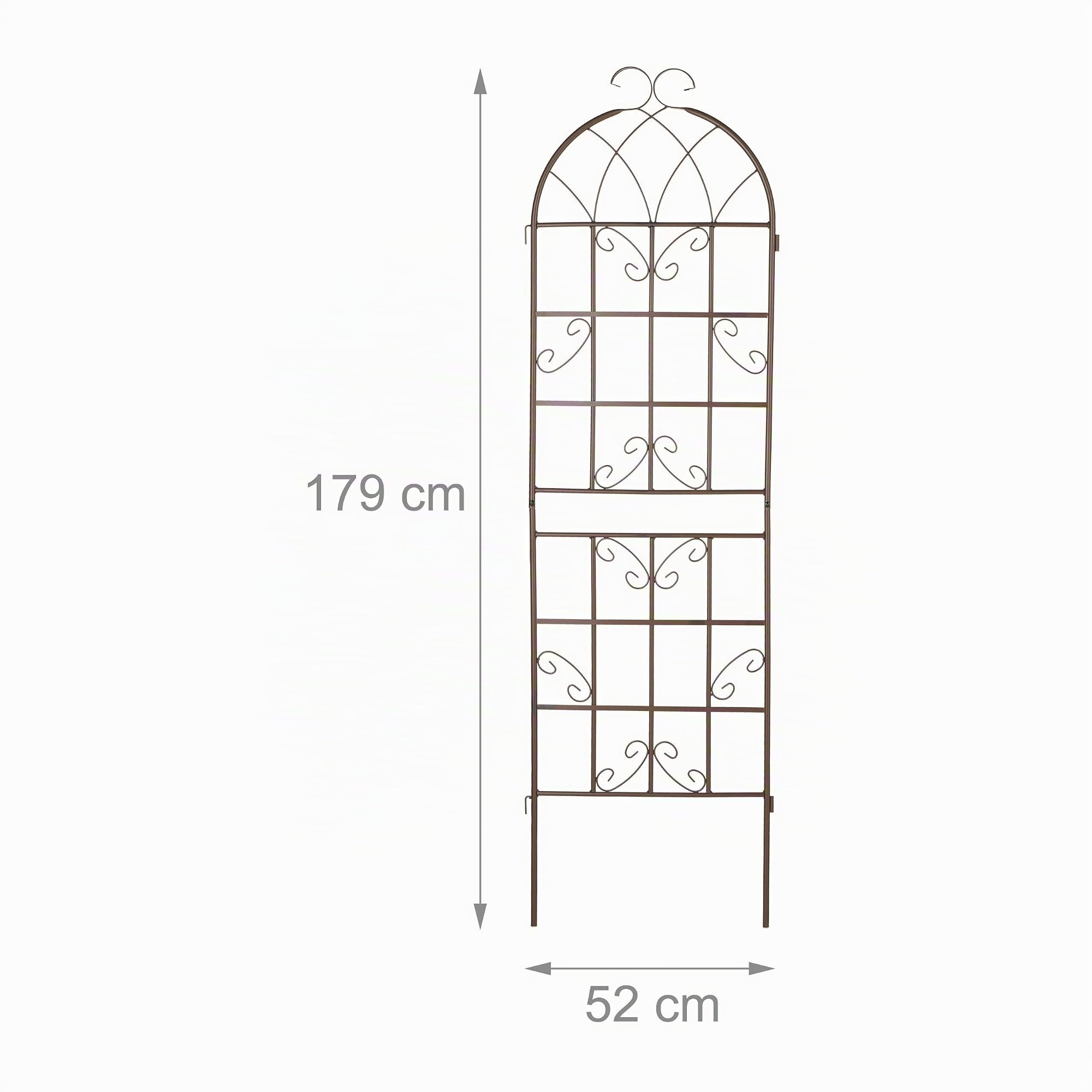 Relaxdays Rankgitter 2er Set, HxB: 179 x 52 cm, Rankhilfe für Kletterpflanzen, Metall, Rankspalier zum Stecken, braun