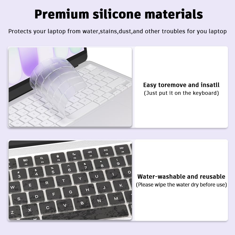 Funda para teclado para MacBook Neo 2026 de 13 pulgadas A3404 A18 Pro con Touch ID UK/EU, diseño antiderrames, a prueba de polvo, lavable, protector de accesorios (transparente)