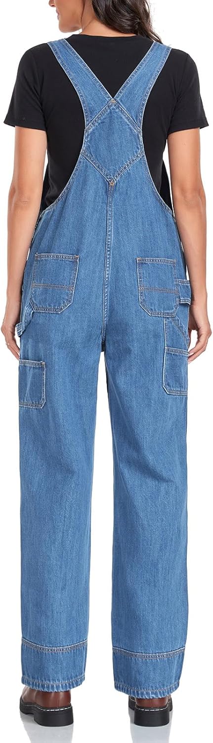 HISEA Women's Denim Bib Overalls, Loose-Fit Jean Casual Cotton Overall for Women, Ladies Stretchy Overalls for Work, Fall - Image 3