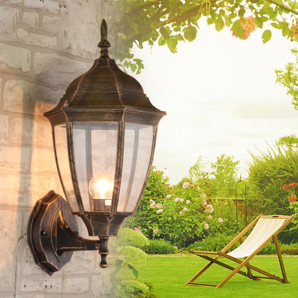 Mengjay Retro Rustic Outdoor Wall Lights Traditional Vintage Light,Waterproof Aluminium Garden Wall Lights E27, Wall Lamp Lantern for Garden, Patio, Balcony,Garage (B)