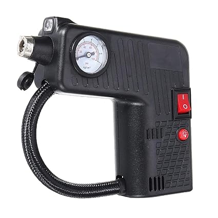 Car Accessories Car Tyre Air Compressor Electric Power 12V Car Air Pump with Pressure Gauge Handheld with Flash Light Safety Hammer for Auto Motorcycle Car Bike