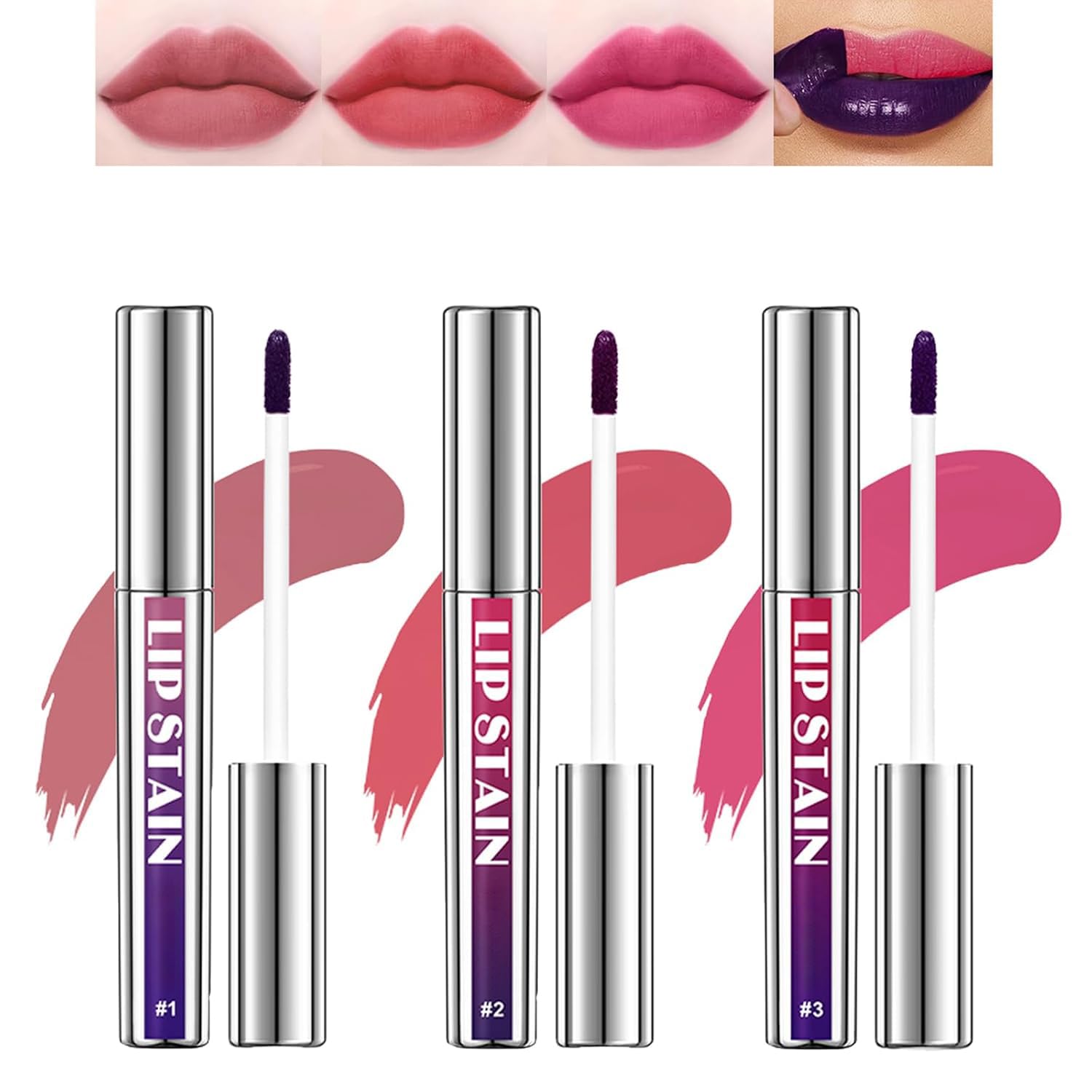 3Pcs Peel Off Lip Liner Stain, Long-Lasting Lip Stain Peel Off, Waterproof Peel Off Lip Stain