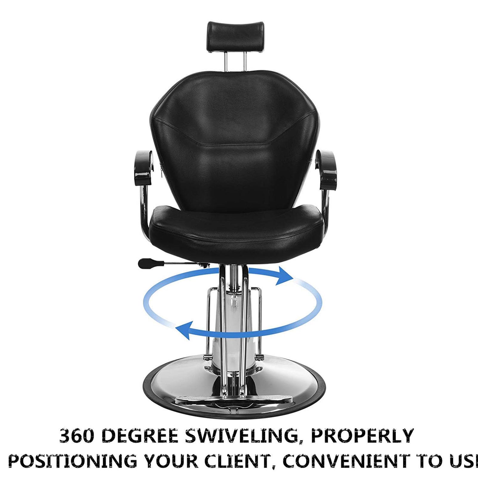 TFDRSEXVD Hydraulische Roll-Dreh-Friseurstühle Liegende Friseurstühle 360-Grad-Drehung für Friseursalon-Spa-Ausrüstung,Schwarz