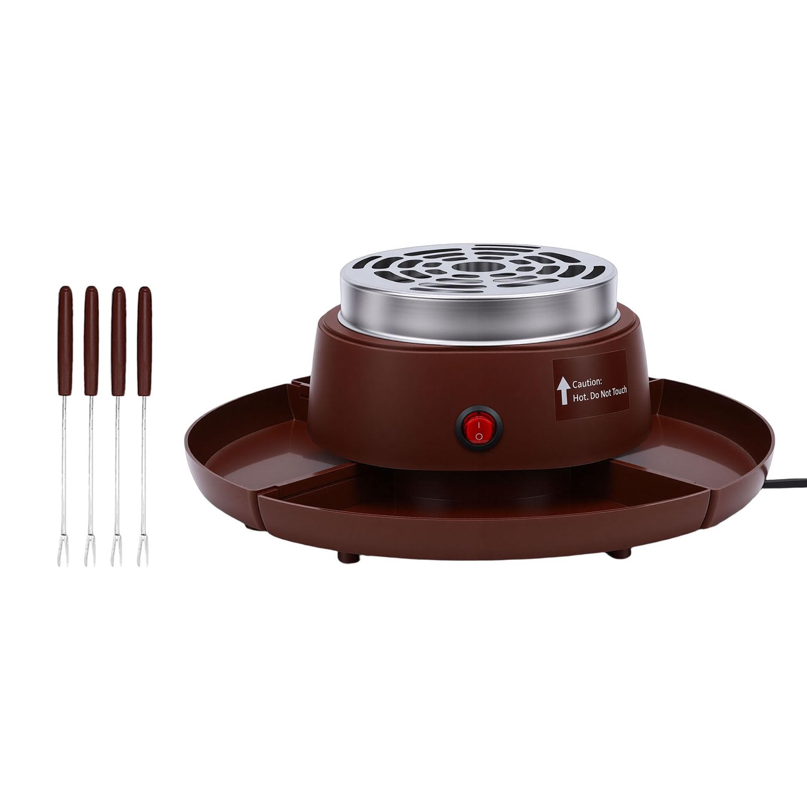Sxhlseller Máquina para Hacer Smores Eléctrica 2 en 1 y Olla para Fondue, Tostador de Malvaviscos de Mesa Interior, sin Calentamiento de Llama, 4 Tenedores y 4 Bandejas (Enchufe europeo 220V)