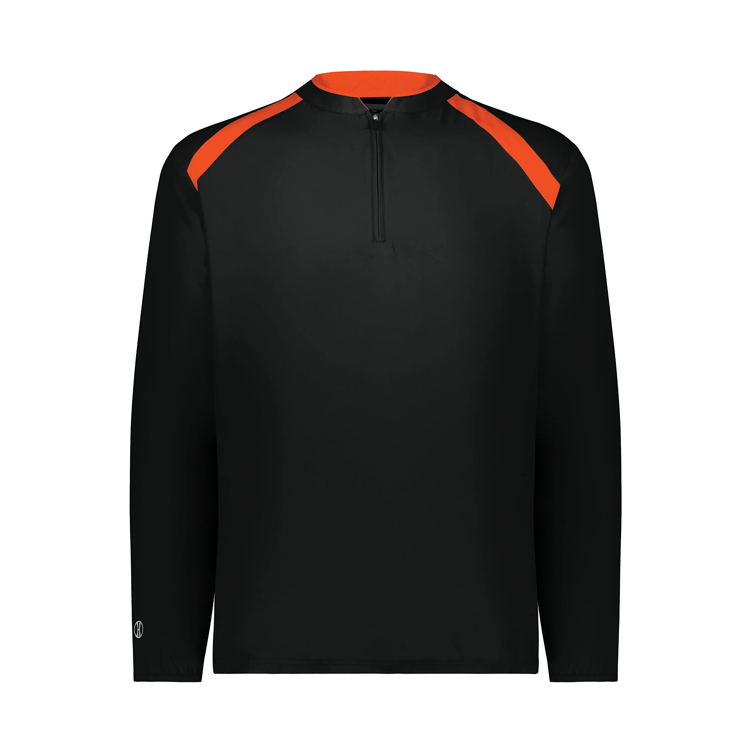 HollowayClubhouse Pullover – Versatile Cage Jacket Quarter Zip for Men: Golf, Fishing, Workout, Long Sleeve Comfort, Black/Orange