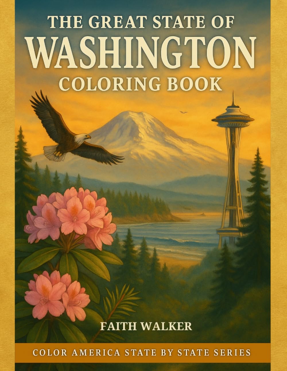 The Great State of Washington Coloring Book: Majestic wonders like Mount Rainier, Mount St. Helens, the North Cascades, Diablo Lake, and the Hoh Rain ... Puget Sound, San Juan Islands Seattle