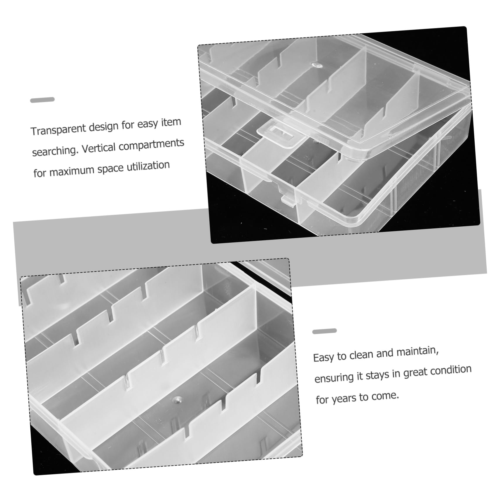 NOLITOY 4 Set Scatola Multi Scomparti Con Scomparti Verticali Organizer Rettangolare Trasparente Per Gioielli E Accessori Contenitore Facile Da E Smontare Per Domestico 2 Pezzi*4